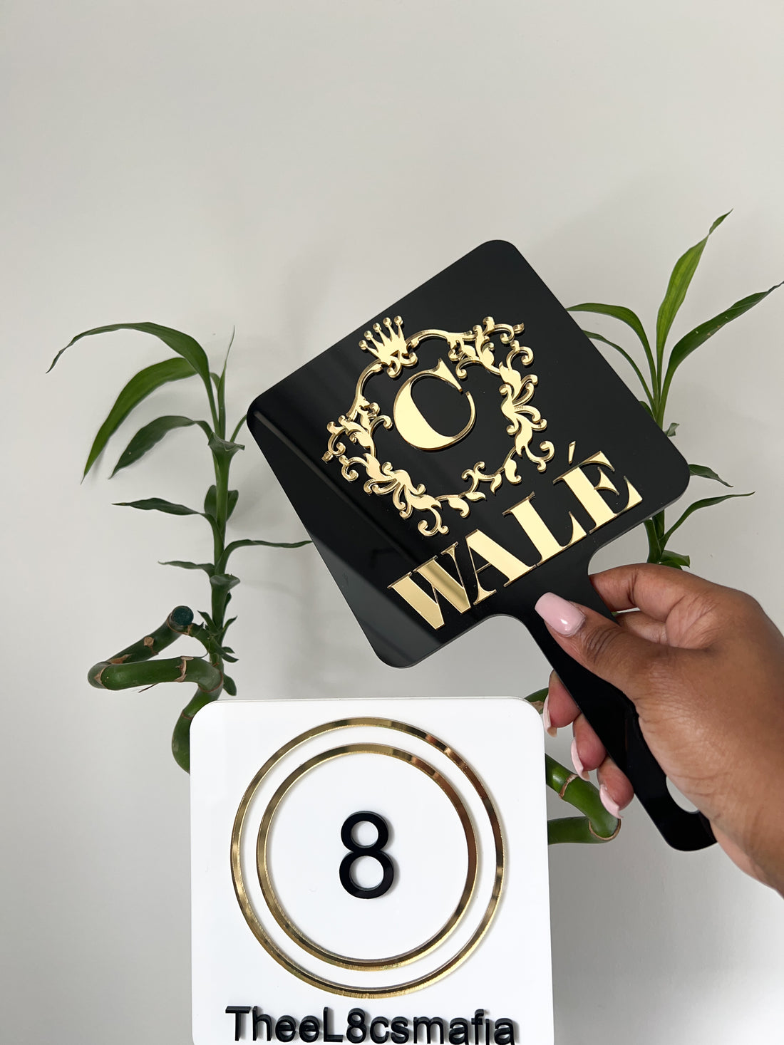 Custom 3D Squared Border Hand Held Mirror