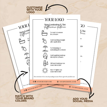 Brow Lamination & Tint Aftercare Cards